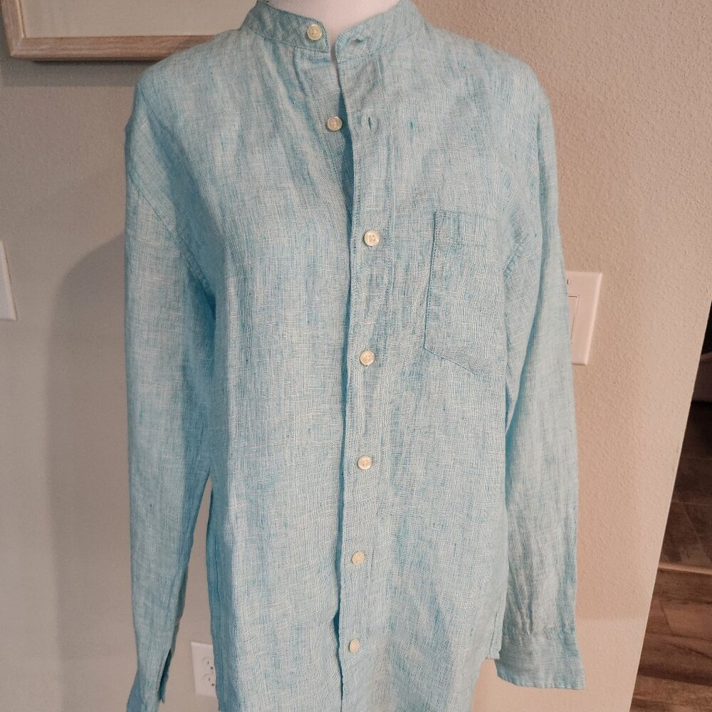 NWT J. CREW baby blue 100% Linen Long Sleeve Button Down Shirt Mens S